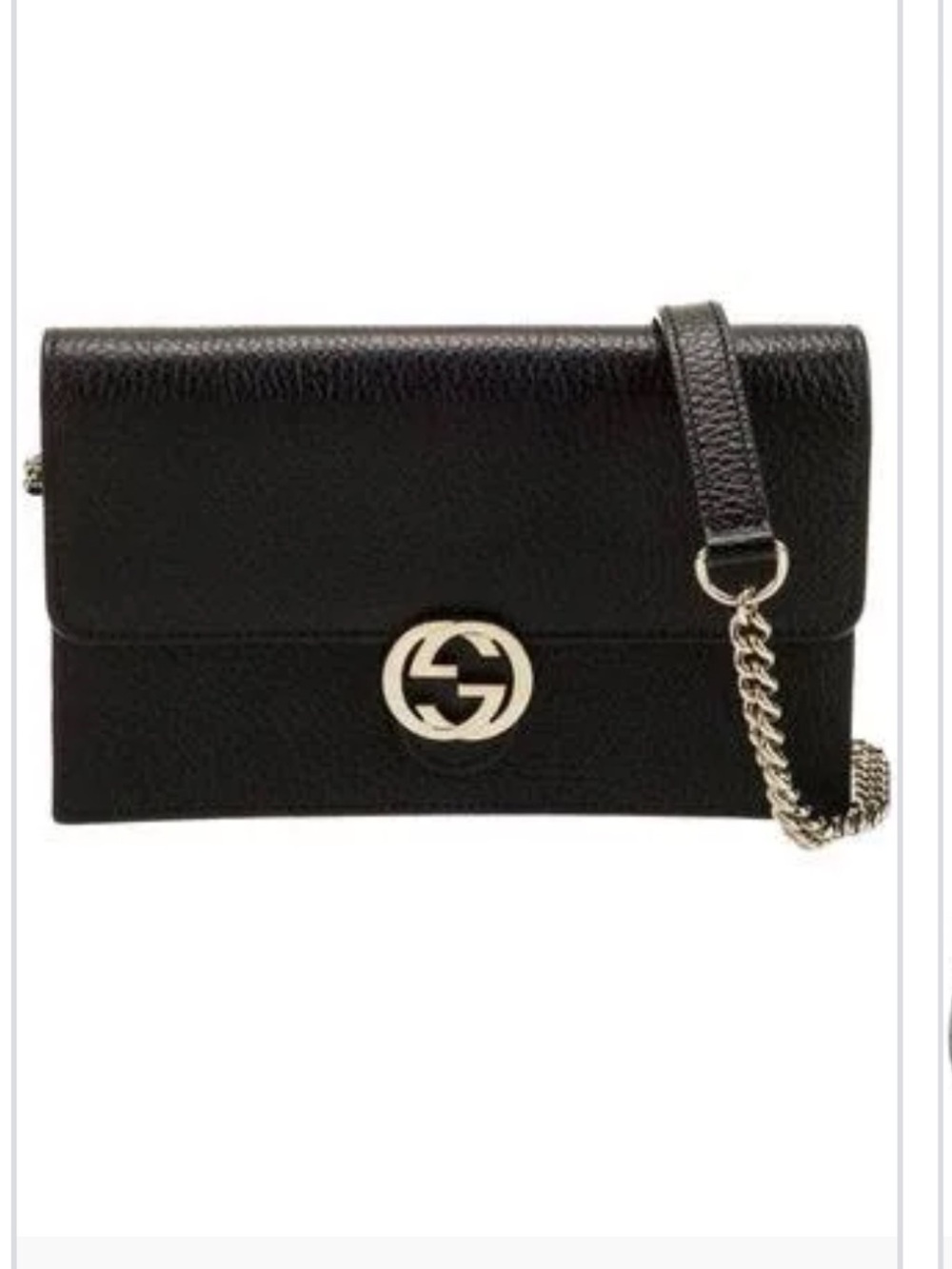 Gucci Black Leather Crossbody with Gold Interlocking G